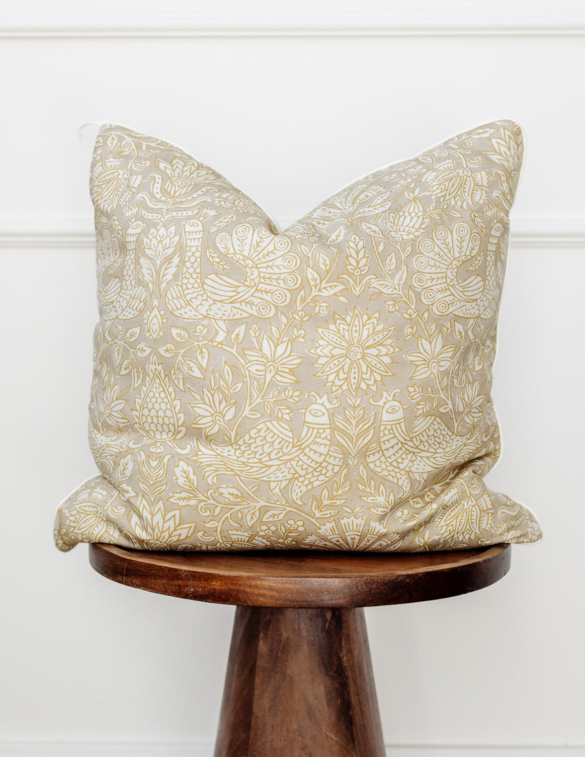Greige Bird Floral | 19x19 Bothro