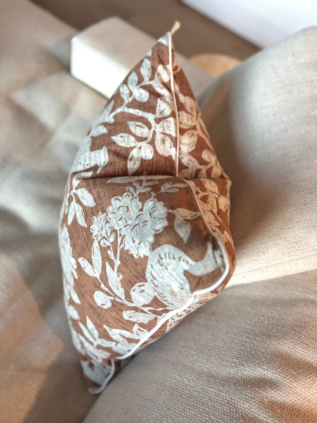 Terra Cotta Branch & Bird | 20x20 Bothro (Discounted for tight zipper)