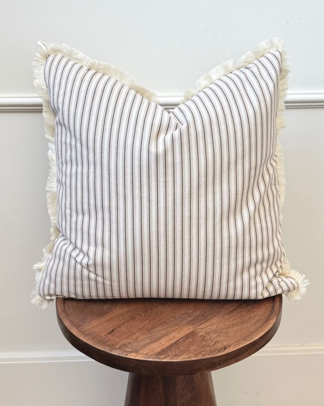 *New!* Beige + Taupe Stripe w/ Fringe | 19x19 Bothro
