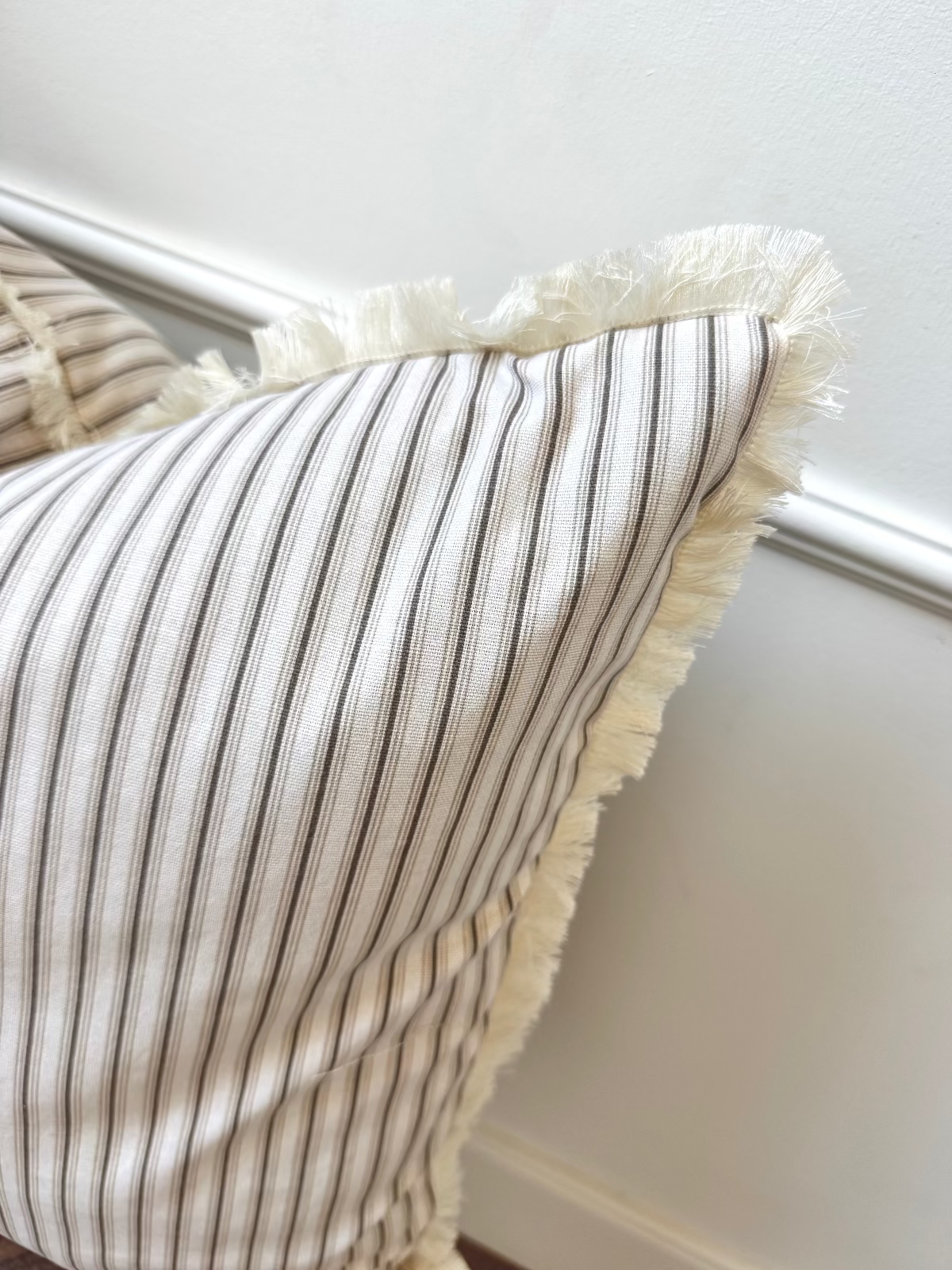 *New!* Beige + Taupe Stripe w/ Fringe | 19x19 Bothro