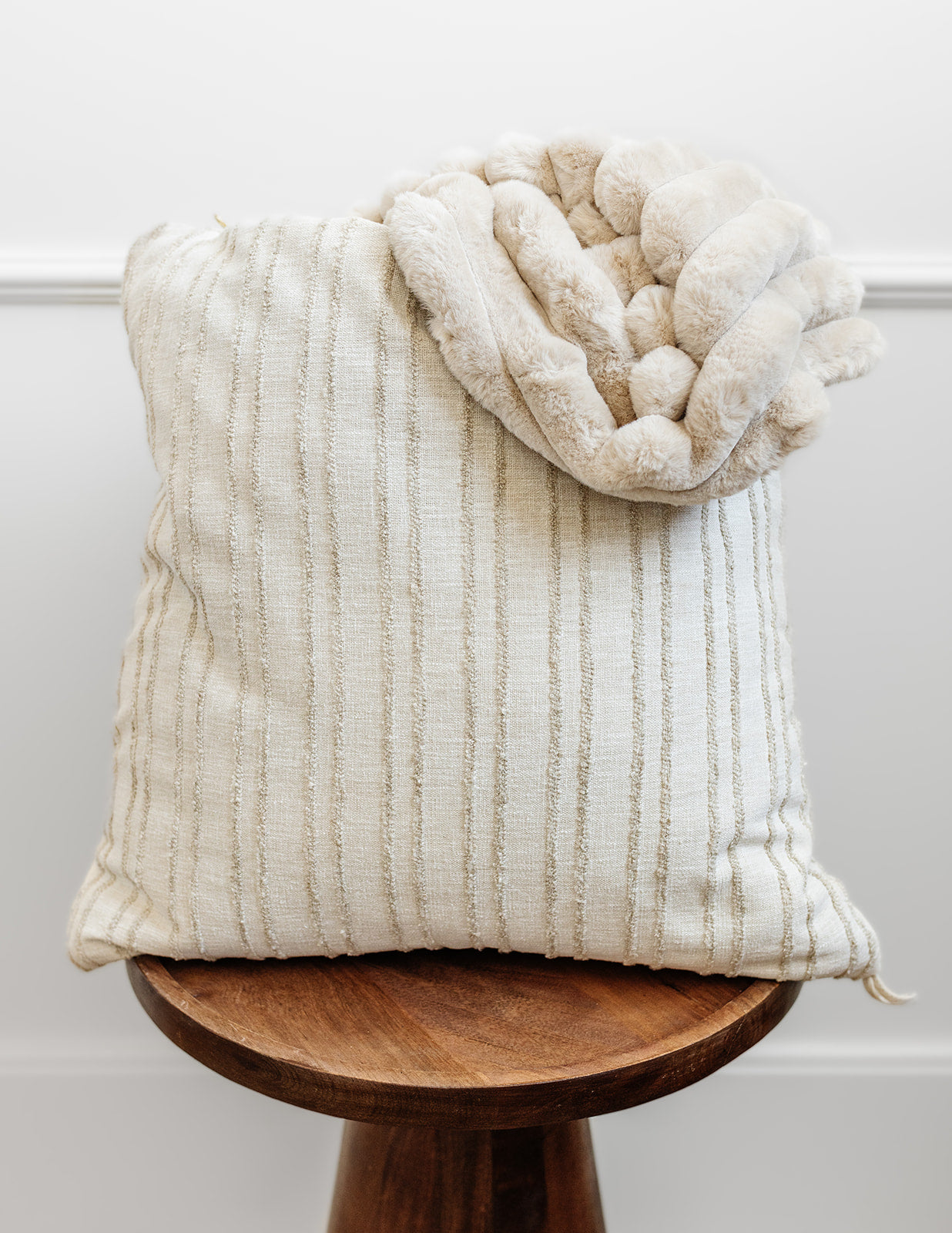 Cream + Beige Textured Stripe | 19x19 Bothro