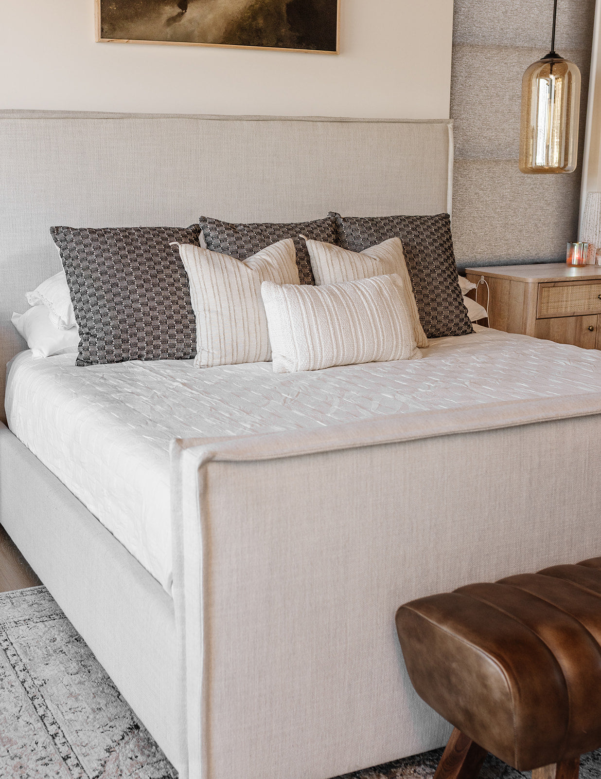 Cream + Beige Textured Stripe | 19x19 Bothro