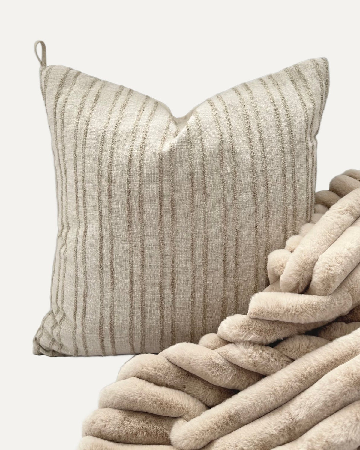 Cream + Beige Textured Stripe | 19x19 Bothro